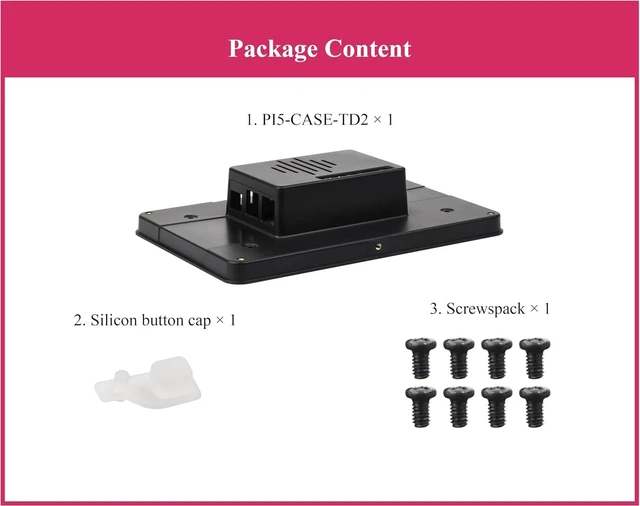 Alt view image 2 of 7 - Protective Case Compatible with Raspberry Pi 7inch Touch Display 2 and Raspberry Pi 5, Support Multiple 7inch Screens, Supports Installing RPi Hats, Reserved Rich Interfaces