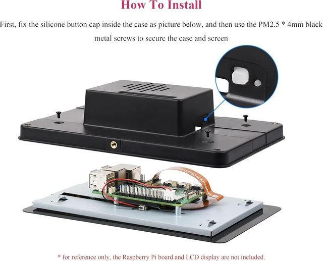Alt view image 7 of 7 - Protective Case Compatible with Raspberry Pi 7inch Touch Display 2 and Raspberry Pi 5, Support Multiple 7inch Screens, Supports Installing RPi Hats, Reserved Rich Interfaces