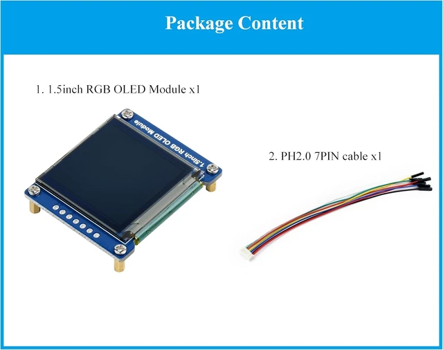 Alt view image 7 of 7 - 1.5inch RGB OLED Display Module, 128x128 Pixels 16-bit High Color (65K Colors) 1351 Driver, SPI Interface, Compatible with Arduino Raspberry Pi Ardui Jetson Nano STM32,etc.