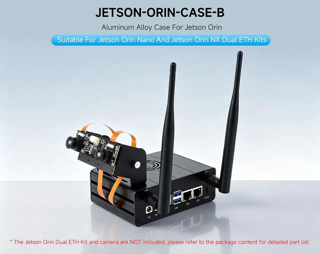 Alt view image 2 of 7 - Jetson Orin Aluminum Alloy Case, with Camera Holder, Dual ETH Ports