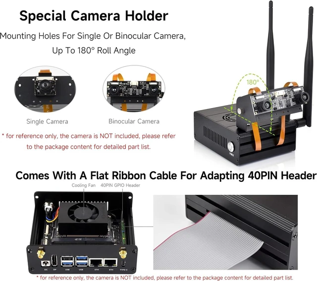 Alt view image 4 of 7 - Jetson Orin Aluminum Alloy Case, with Camera Holder, Dual ETH Ports