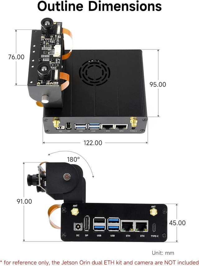 Alt view image 6 of 7 - Jetson Orin Aluminum Alloy Case, with Camera Holder, Dual ETH Ports