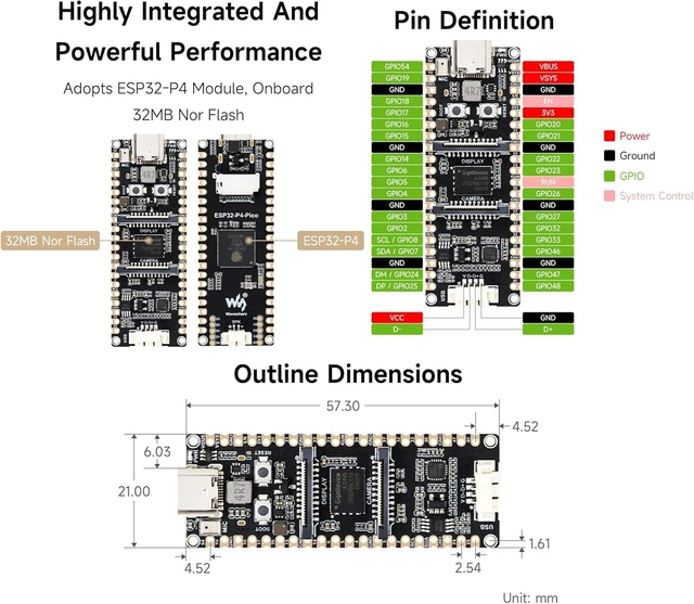 Alt view image 6 of 7 - ESP32-P4-Pico Development Board, Based On ESP32-P4, RISC-V Dual-Core and Single-Core Processors, Rich Human-Machine Interfaces, MIPI-CSI, MIPI-DSI, GPIO Header Compatible with Raspberry Pi Pico Hats