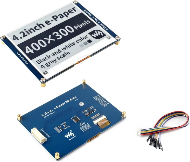 Main image of 4.2inch e-Paper Module E-Ink Display Compatible with Raspberry Pi 5/4B/3B+/Zero/Zero W/Zero 2W/Pico/Pico W/Pico 2/Pico 2W, 400x300 Pixels, Black/White Color SPI Interface, Support Partial Refresh