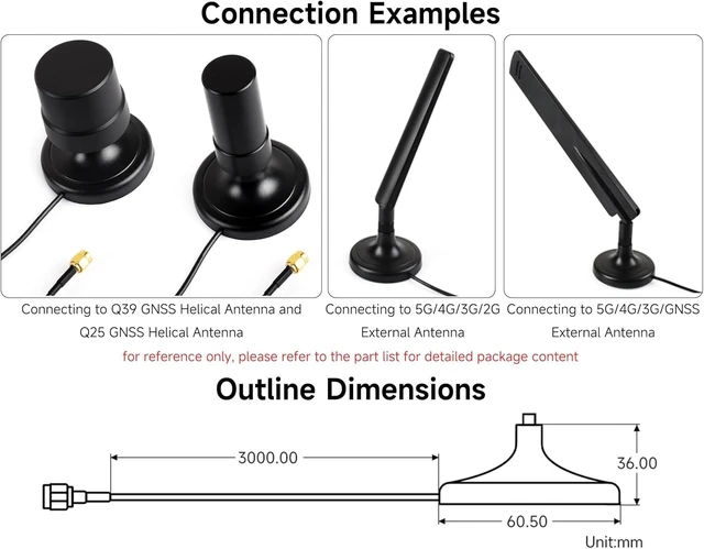Alt view image 3 of 4 - SMA Magnetic Mount Antenna Base, SMA Connector, 3m Coaxial Cable, Compatible with Multiple GNSS Positioning Modules