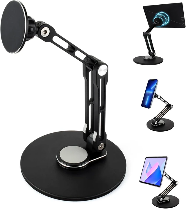Main image of Adjustable Portable Magnetic Monitor Stand,Compatible With 4~18.5inch Monitors, Supports Multi-axis 360 Degree Rotation, Comes With Magnetic Metal Rings, Foldable for Easy Storage