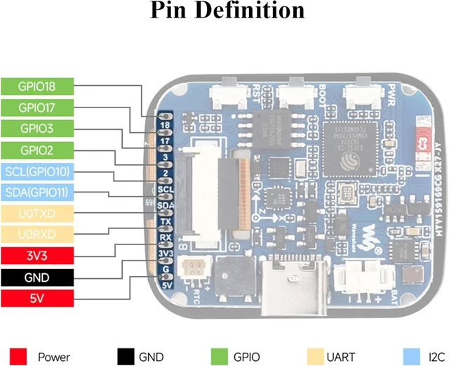 Alt view image 7 of 7 - ESP32-S3 1.69inch Touch Display Development Board, 240×280 Pixels, 262K Color, Micro LCD Display with ESP32-S3, Accelerometer and Gyroscope Sensor