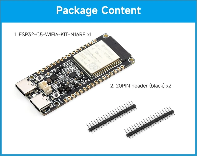 Alt view image 7 of 7 - ESP32-C5 5GHz/2.4GHz Dual-Band Wi-Fi 6 Development Board, ESP32-C5-WROOM-1 Module, Support WiFi/BLE 5/ Zigbee/Thread/Wireless Communications, 240MHz RISC-V Processor, 16MB Flash+8MB PSRAM