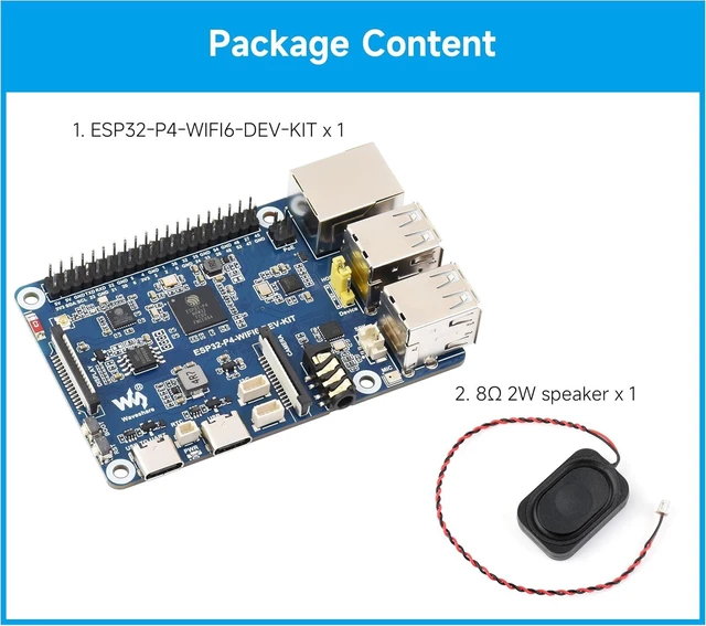 Alt view image 2 of 7 - ESP32-P4-WIFI6-DEV-KIT Dev Board, Based On ESP32-P4 and ESP32-C6, Supports Wi-Fi 6 and Bluetooth 5 / BLE 5, Rich Human-Machine Interfaces, Supports AI Speech Interaction, Comes with Speaker