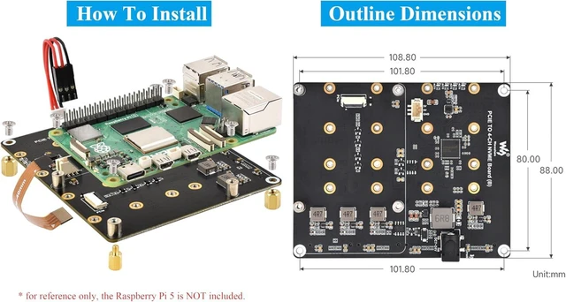 Alt view image 6 of 7 - PCIe to 4-CH M.2 M Key Adapter Board Compatible with Raspberry Pi 5, Support 4-CH NVMe Solid State Drives-2280/2260/2242/2230, Allow Powering Pi 5, Onboard LED Indicators, High-Speed Reading/Writing
