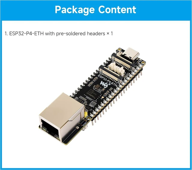 Alt view image 2 of 7 - ESP32-P4-ETH Development Board with Pre-Soldered Header, Based On ESP32-P4 with 100 Mbps RJ45 Ethernet Port, Rich Human-Machine Interfaces, Supports AI Speech Interaction