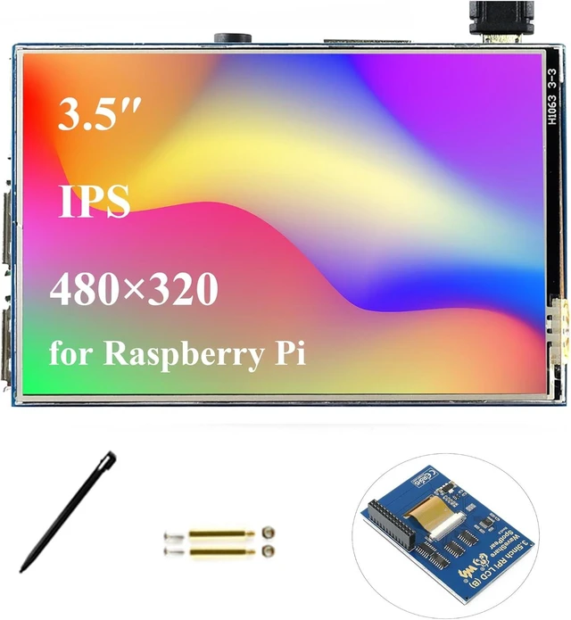Main image of 3.5inch Touch Screen Compatible with Raspberry Pi 5/Pi 4B/3B+/3B/Zero/Pi Zero 2W/Zero W/Zero WH/CM5/CM4, 480x320 IPS Display, 160° Viewing Angle, SPI Touch Port