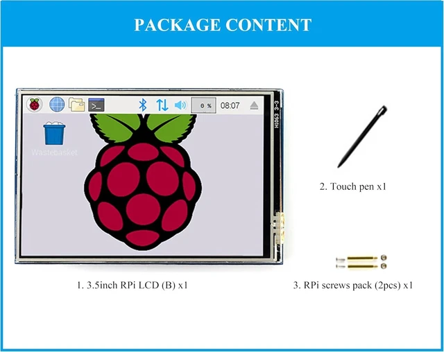 Alt view image 7 of 7 - 3.5inch Touch Screen Compatible with Raspberry Pi 5/Pi 4B/3B+/3B/Zero/Pi Zero 2W/Zero W/Zero WH/CM5/CM4, 480x320 IPS Display, 160° Viewing Angle, SPI Touch Port