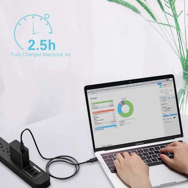 Alt view image 2 of 7 - USB C Laptop Charger 45w, Huntkey 45 Watt USB C Charger Compatible with Mac Book Pro, Dell Latitude, Lenovo, Huawei Matebook, HP Spectre, Acer Chromebook and Any Laptops or Smart Phones