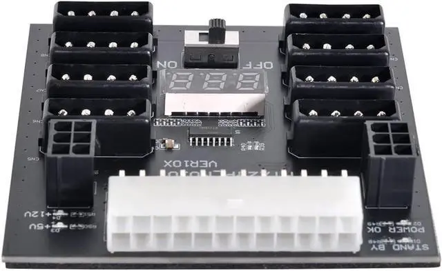Main image of NFHK ATX PSU Server Power Board 24Pin to IDE 8X 4Pin +2X 6Pin Power Supply Board for CHIA ETH BTC Mining Miner