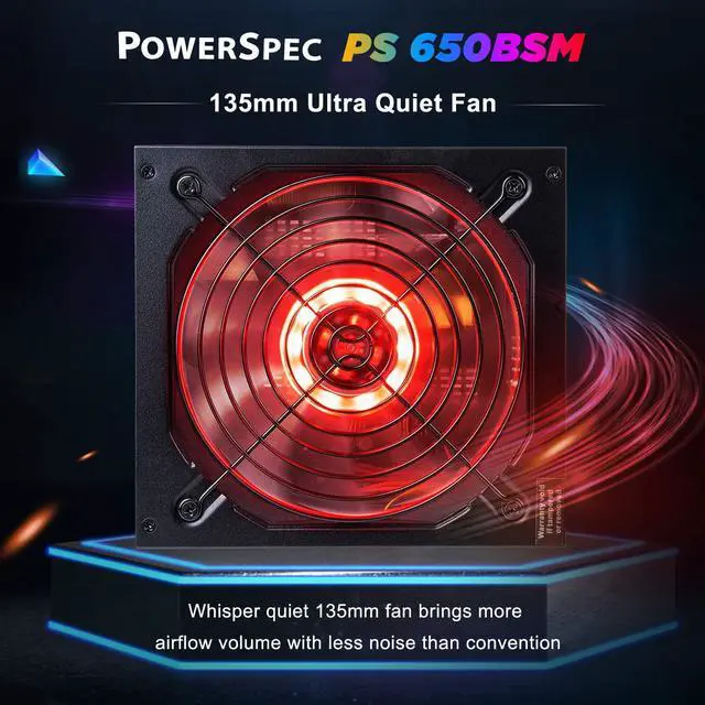 Alt view image 4 of 7 - PowerSpec 650 Watt 80 Plus Bronze Semi Modular ATX Power Supply with RGB Lighting Fan Active PFC SLI Crossfire Ready Gaming PC PSU Computer Switching Power Supply, PS 650BSM RGB