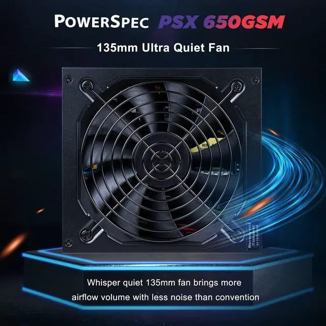 Alt view image 4 of 7 - PowerSpec 650 Watt 80 Plus Gold Semi Modular ATX Power Supply Active PFC SLI Crossfire Ready Gaming PC PSU Computer Switching Power Supply, PS 650GSM