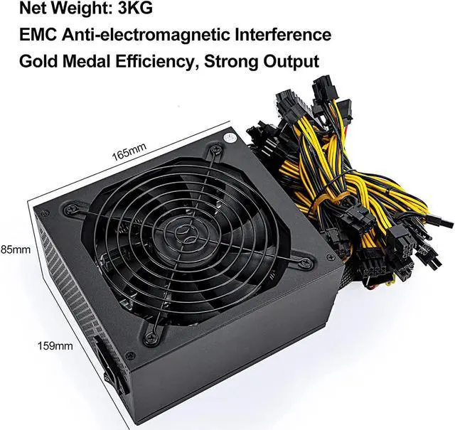 Alt view image 7 of 7 - Bitcoin Miner 1800w Power Supply, 110V-1000w PSU Mining Power Supply, Power Supply for Mining Rig, 12V Power Supply, Mining Rig Power Supply Support 8 GPUs