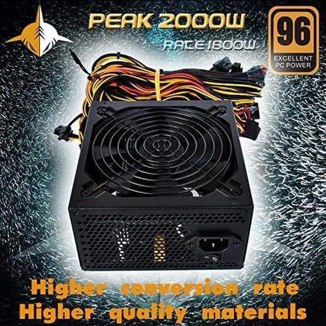 Alt view image 2 of 7 - 2000W Mining Power Supply Modular Mining PC Power PSU Supports 8 GPU Rig for ETH Bitcoin Ethereum Miner with Auto-Thermally Controlled Fan Supply,110V-240V Power Supply Mining Machine