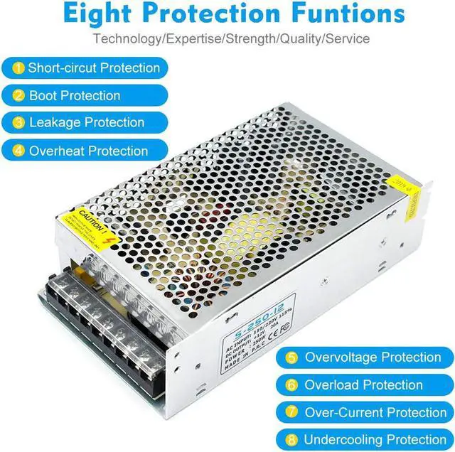 Alt view image 2 of 7 - inShareplus 12V 20A 240W, DC Universal Regulated Switching Power Supply, Converter AC 100-240V to DC 12 Volt LED Driver, Transformer, Adapter for LED Strip Light, 3D Printer, Radio, Computer Project