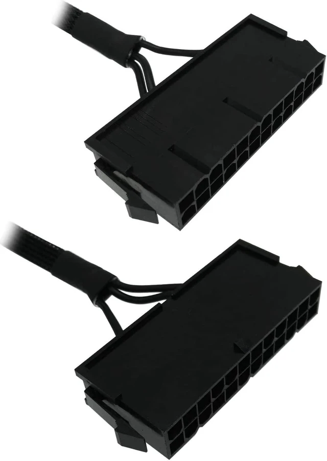 Alt view image 2 of 5 - COMeap 24 Pin ATX Red LED Power On/Off Switch Jumper Bridge Adapter Braided Cable 21.5-inch(55cm)