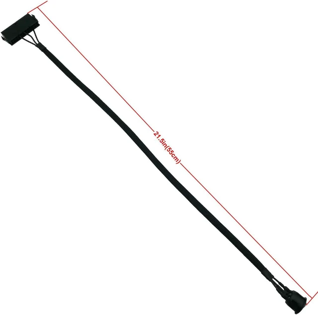 Alt view image 3 of 5 - COMeap 24 Pin ATX Red LED Power On/Off Switch Jumper Bridge Adapter Braided Cable 21.5-inch(55cm)