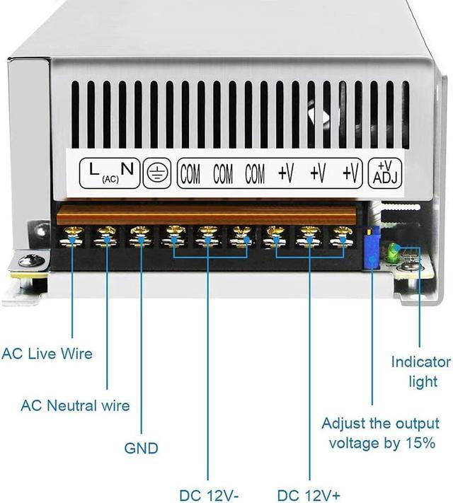 Alt view image 7 of 7 - 1200W DC Power Supply,24V 50A AC 96V-130V Converter DC Adapter Universal Regulated Switching Power Supply 12 Volt LED Power Supply for LED Strip,CCTV, Radio, Computer Project