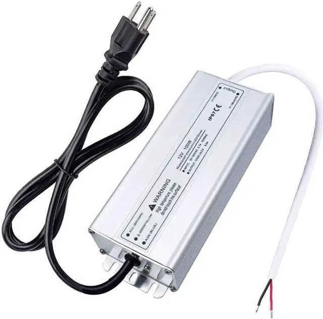 Main image of inShareplus LED Power Supply, 12V 100W IP67 Waterproof Outdoor Driver, AC 90-265V to DC 12V 8.5A Low Voltage Transformer, Adapter with 3-Prong Plug for LED Light, Computer Project, Outdoor Use