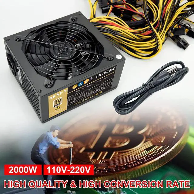 Alt view image 7 of 7 - 2000W Mining Power Supply PSU, ABSKY Mining Rig PSU ATX PC Power Supply for 8 GPU ETH Rig Ethereum Miner, Mining Machine Power Supply with Adapter Cable