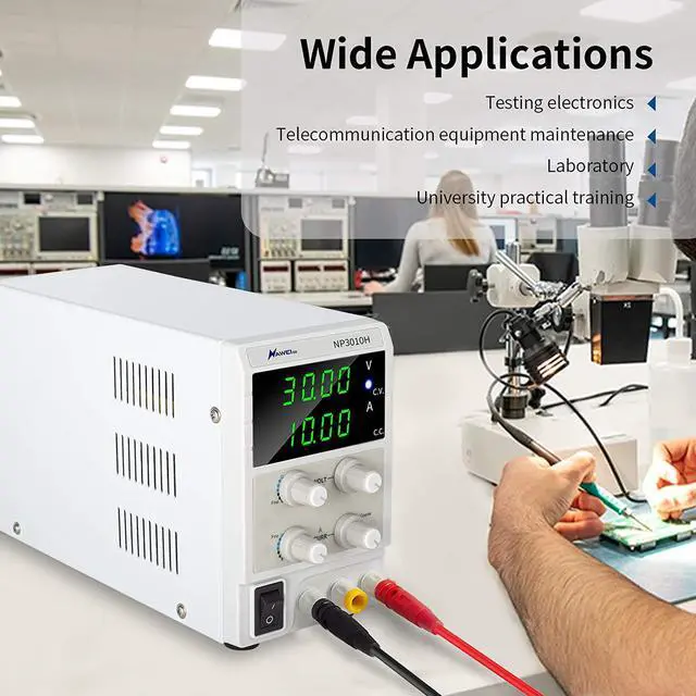 Alt view image 7 of 7 - DC Power Supply Variable 30V/10A High Precision Adjustable CC/CV Power Supply 4-Digital LED Display with Free Alligator Clip for Lab Equipment, DIY Tool, Repair, Electronic Testing,Tinkering