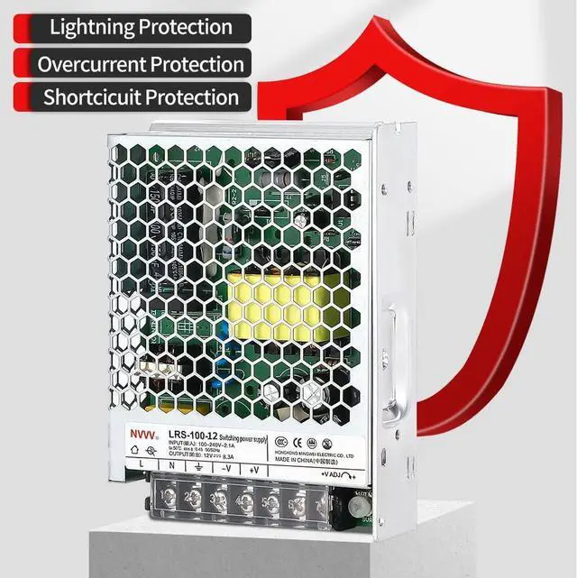 Alt view image 2 of 7 - NVVV dc switching power supply LRS-100-12 ultra-thin ac 100-240V to DC12V 8.5A converter switch transformer for CCTV, Computer Project, 3D Printer, LED Strip Light, Router (12V 100W)