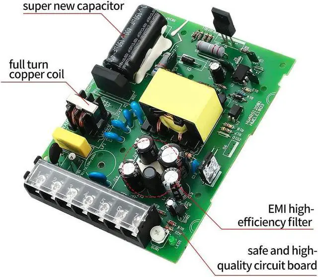 Alt view image 5 of 7 - NVVV dc switching power supply LRS-100-12 ultra-thin ac 100-240V to DC12V 8.5A converter switch transformer for CCTV, Computer Project, 3D Printer, LED Strip Light, Router (12V 100W)