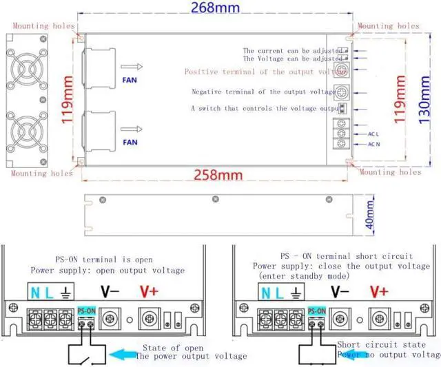 Alt view image 7 of 7 - JINGMAIDA Switching Power Supply 1000W 100-240V AC to DC 60V 16.6Amp 1000W Power Supply with PFC for CCTV, Radio, Computer Project, LED Strip Lights, 3D Printer
