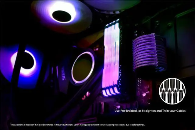 Alt view image 3 of 6 - LINKUP - 30cm PSU Cable Extension Sleeved Custom Mod GPU PC Braided w/Comb Kit - Compatible with RTX30901 x 24 P (20+4)2 x 8 P (4+4) CPU3 x 8 P (6+2) GPU Set300mm - Purple