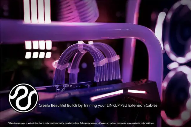 Alt view image 4 of 6 - LINKUP - 50cm PSU Cable Extension Sleeved Custom Mod GPU PC Braided w/Comb Kit - Compatible with RTX30901 x 24 P (20+4)2 x 8 P (4+4) CPU3 x 8 P (6+2) GPU Set500mm - Purple
