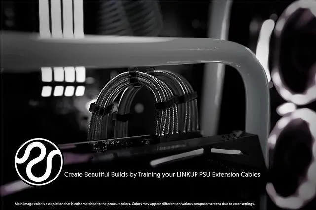 Alt view image 4 of 6 - LINKUP - AVA 30cm PSU Cable Extension Sleeved Custom Mod GPU PC Braided w/Comb Kit | 1 x 24 P (20+4) | 2 x 8 P (4+4) CPU | 2 x 8 P (6+2) GPU Set | 300mm - Black