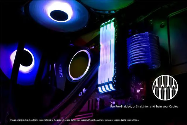 Alt view image 3 of 6 - LINKUP - 50cm PSU Cable Extension Sleeved Custom Mod GPU PC Braided w/Comb Kit - Compatible with RTX30901 x 24 P (20+4)2 x 8 P (4+4) CPU3 x 8 P (6+2) GPU Set500mm - Blue