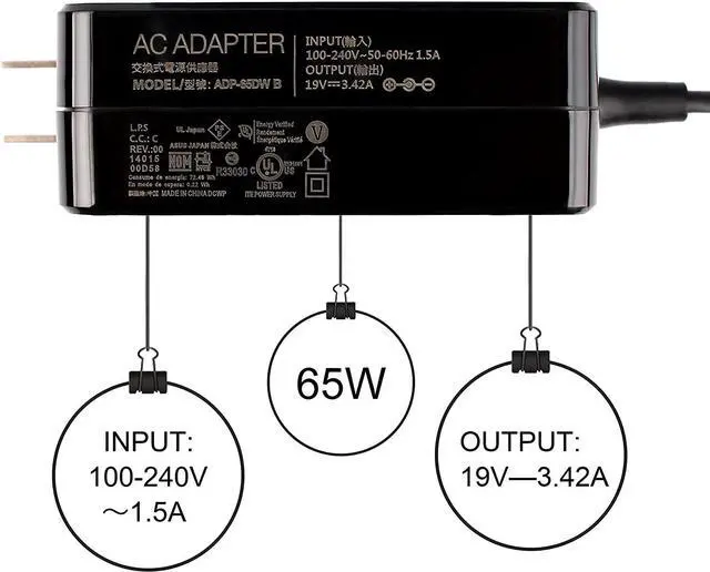 Alt view image 3 of 7 - 65W Power Charger Adapter for ASUS ADP-65DW B EXA1208UH N65W-03 PA-1650-93 Q552U Q552UB S550CA x550lb x550ca s551ln s550cb x751ln x550jx x555lj x555l x555lb x555ub x555uf x555u x550ze