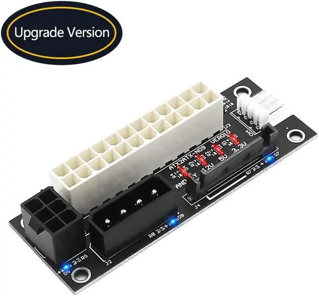 Alt view image 2 of 6 - ADD2PSU Power Supply Connector 4 in 1 Molex 4Pin/SATA/ATX 6Pin/4Pin Dual PSU Multiple Power Supply Adapter, Synchronous Power Board, Add 2PSU with Power LED (Black)