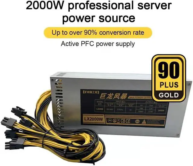 Alt view image 3 of 7 - Mining Power Supply 2000W Support 8 GPU Cards for Power Supply PSU (110V-240V), Suitable for BTC ETH ETC ZEC ZCASH DGB XMR Miners (with Power Cord for Power Supply)