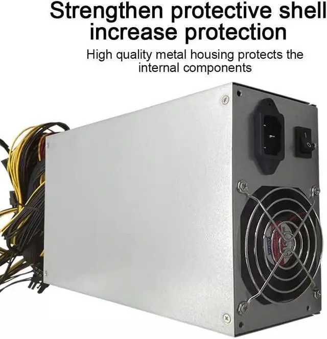 Alt view image 7 of 7 - Mining Power Supply 2000W Support 8 GPU Cards for Power Supply PSU (110V-240V), Suitable for BTC ETH ETC ZEC ZCASH DGB XMR Miners (with Power Cord for Power Supply)
