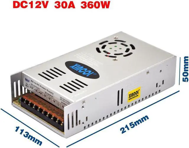 Alt view image 7 of 7 - XINCOL AC to DC Converter AC110V/220V to DC12V 30A 360W Switched Mode Switching Power Supply (SMPS) Transformer Driver Adapter for LED Strip Light