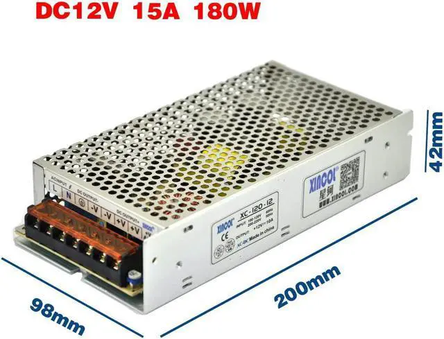 Alt view image 5 of 5 - XINCOL AC to DC Converter AC110V/220V to DC12V 15A 180W Switched Mode Switching Power Supply (SMPS) Transformer Driver Adapter for LED Strip Light