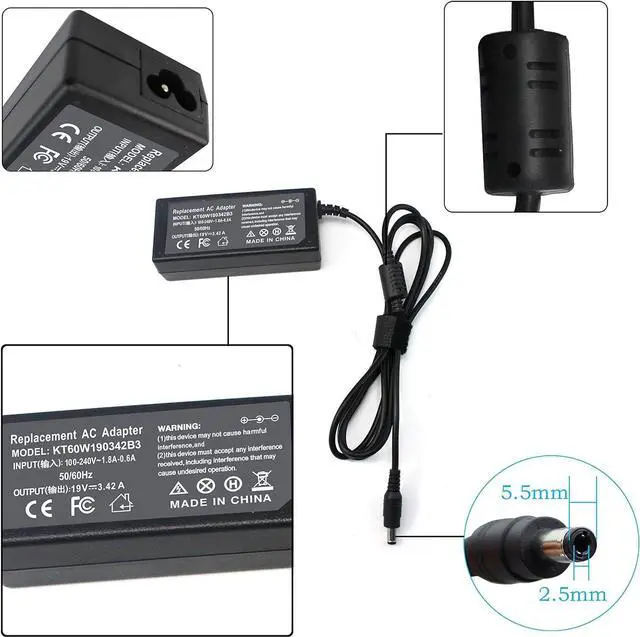 Alt view image 5 of 6 - FLYTEN 65W AC Adapter Charger for Toshiba Satellite L645 L655 L655D L745 L755 L775 L855 A665 A205 A105 C55 C55D C655 C675 C850 C855 PA3822U PA3714U PA3917U PA5177U-1ACA Laptop Power Supply Cord