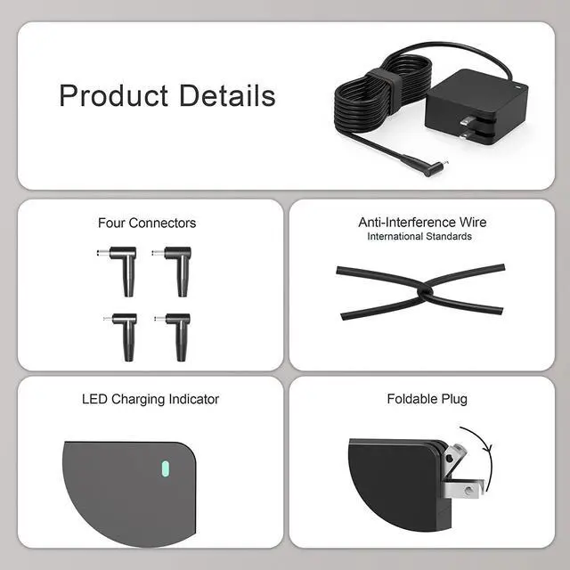 Alt view image 2 of 7 - 65W 45W AC Charger Fit for Asus Laptop (Check The Product Details Page for Models)