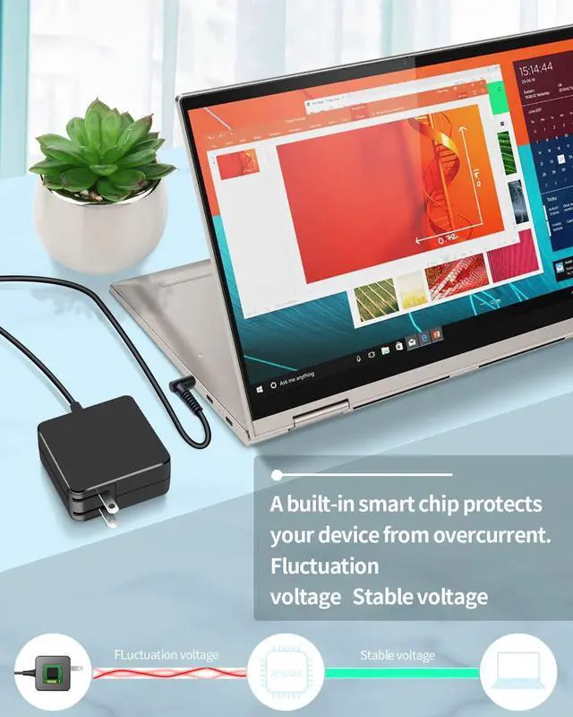 Alt view image 4 of 6 - IdeaPad Laptop Charger 65W 45W Replacement for Lenovo IdeaPad Yoga Flex; Ideapad 3 3-14 3-15 3-17, 310 320 330 340 Series 15ABR 15IKB 15IAP 15ARR 14IKB AC Adapter Power Supply Cord