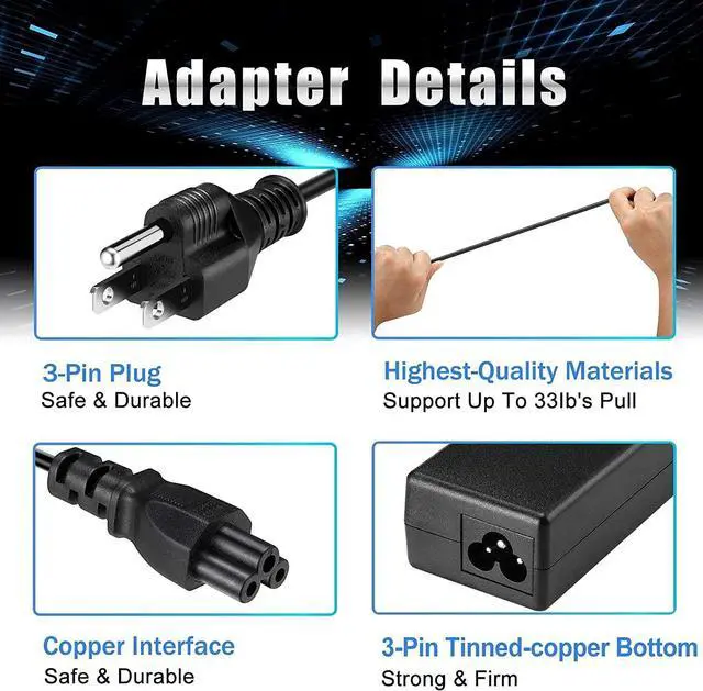 Alt view image 7 of 7 - 65W 45W Laptop Charger AC Power Adapter For HP Pavilion x360 11 12 15, Envy 13 15 17, Zbook 14u G5 15u, Elitebook G3 850 840 820 745 755 G4 840 820 850 19.5V 3.33A ANTWELON Power Supply 4.5mm Blue Tip