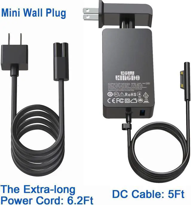 Alt view image 4 of 7 - Surface Pro Charger Surface Pro 4 6 Charger, KSW KINGDO 44W 15V 2.58A Power Supply Compatible with Microsoft Surface Pro 3 4 5 6 7 X 8, Laptop 1/2/3 Surface Go 1/2 & Surface Book with Travel Case