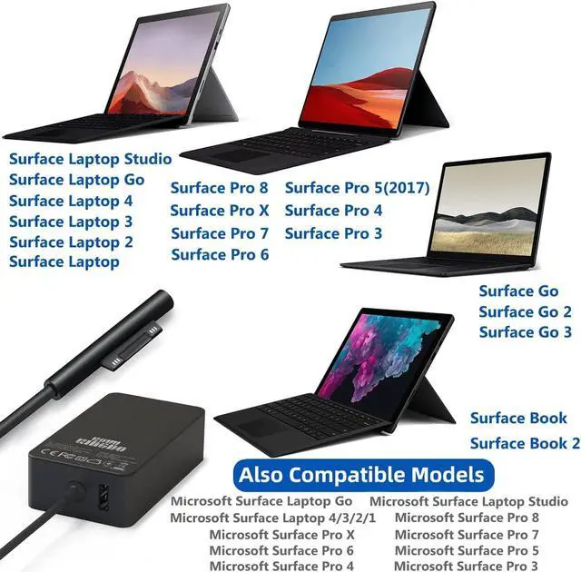 Alt view image 6 of 7 - Surface Pro Charger Surface Pro 4 6 Charger, KSW KINGDO 44W 15V 2.58A Power Supply Compatible with Microsoft Surface Pro 3 4 5 6 7 X 8, Laptop 1/2/3 Surface Go 1/2 & Surface Book with Travel Case