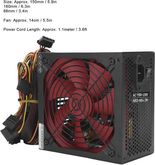 Alt view image 4 of 7 - Power Supply Module, 700W Flexible Red Low Energy Consumption Low Noise Power Supply, 110?230V for Desktop Computer(#1)